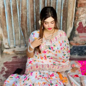 হাফসিল্ক জামদানি শাড়ি সাথে ব্লাউজ পিছ ফ্রি