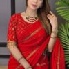 ইন্ডিয়ান ওয়েটলেস এমব্রয়ডারি জর্জেট শাড়ি + ব্লাউজ - Image 5