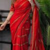 ইন্ডিয়ান ওয়েটলেস এমব্রয়ডারি জর্জেট শাড়ি + ব্লাউজ - Image 7