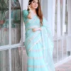 প্রিমিয়াম সেমি মসলিন শাড়ী + ম্যাচিং ব্লাউজ পিচ (SMS 203 ) - Image 6