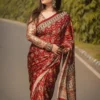 প্রিমিয়াম  কোয়ালিটি মডার্ন সিল্ক শাড়ি + ব্লাউজ পিচ - Image 2